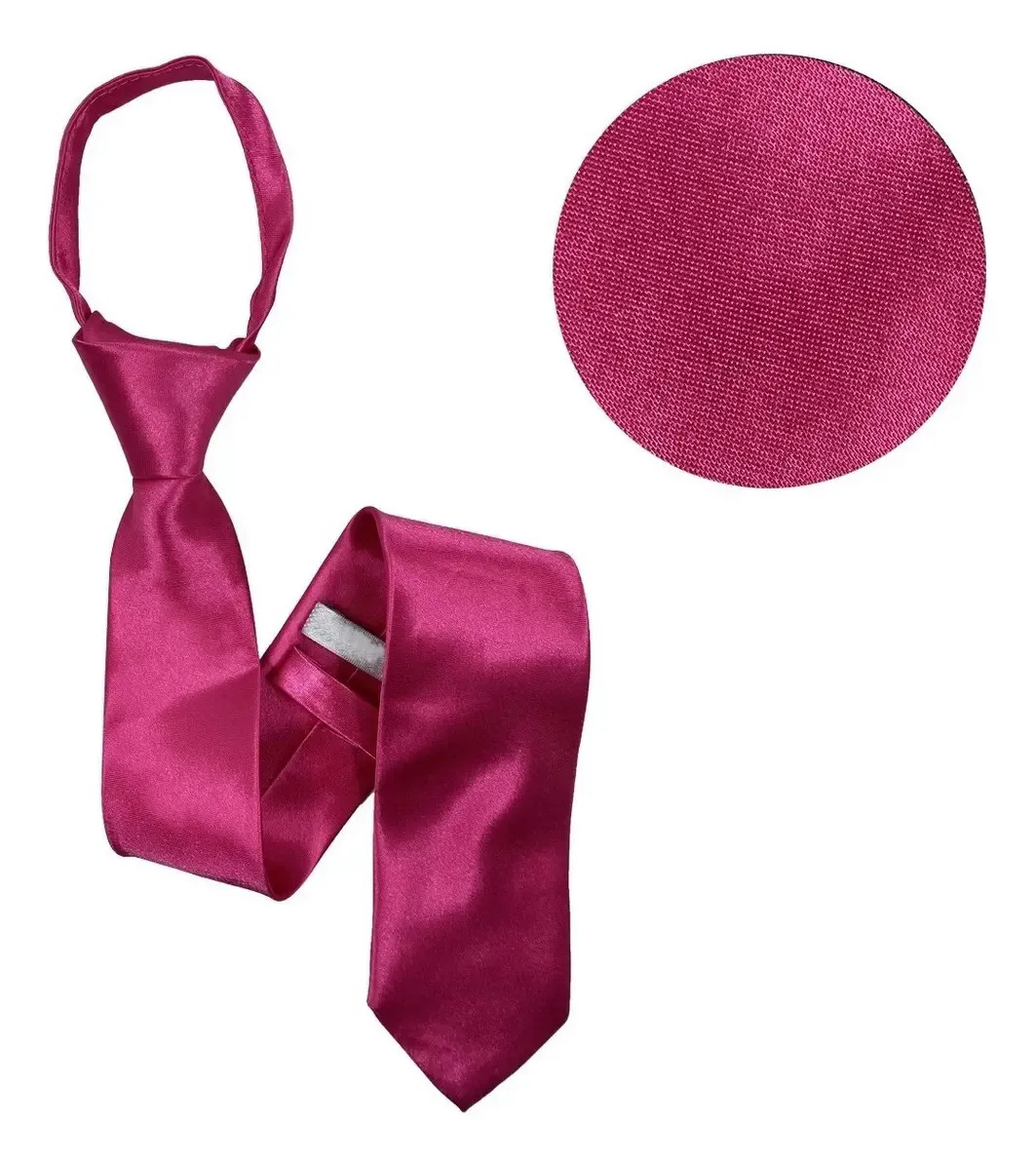 Gravata Masculina Adulto Com Ziper Lisa Nó Pronto Casamento Cor Pink