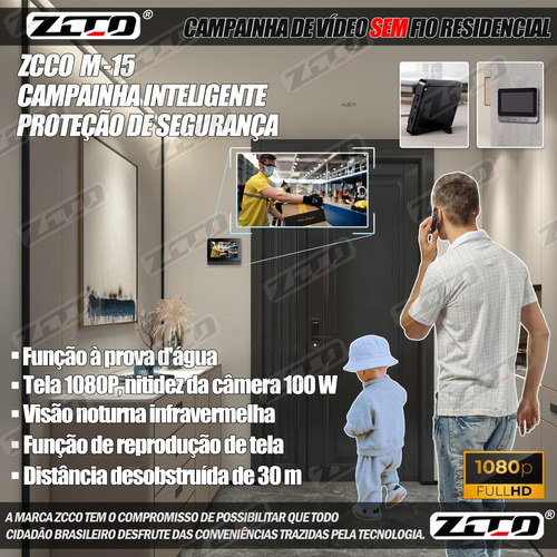 Vídeo Porteiro Interfone Sem Fio Smart À Prova D'água Ipx8