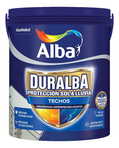 Membrana Líquida Duralba Techos 20 Kg Alba - New Life Acabado Satinado Color Blanco