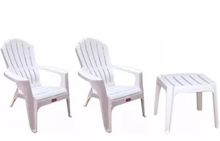 2 Sillones Reposera Colombraro Country + Mesa Blanca 49cm