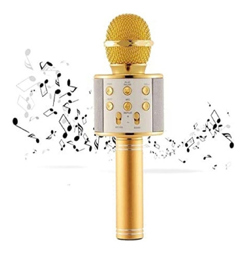 Imagen 4 de 4 de Microfono Karaoke Bluetooth Con Parlante Inalambrico Usb Sd