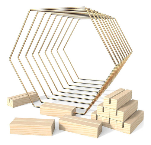 Centro De Mesa De Aro Hexagonal De 9,1 Pulgadas Con 10 Pieza