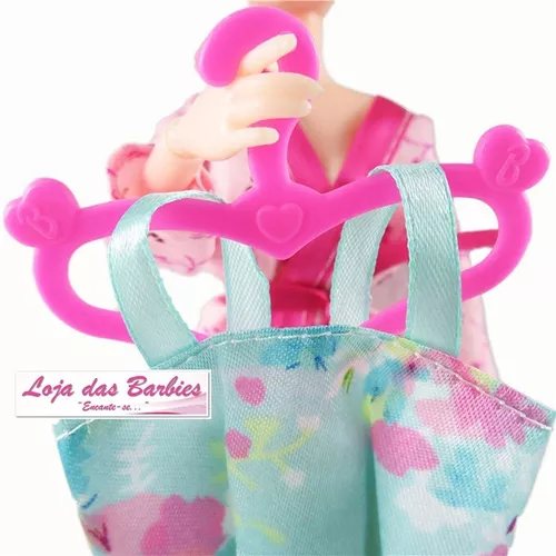 Kit 20 Cabides Coração Original Para Roupas Da Boneca Barbie