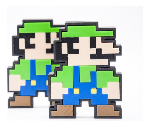 Imagen 1 de 1 de Luigi Pixel (puzzle)  Figura Impresa En 3d Excelente 