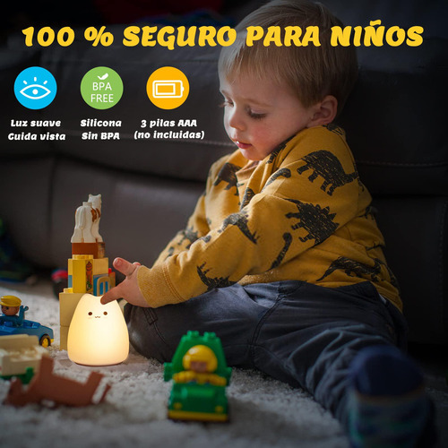 Luz Nocturna Gato Silicona 7 Colours Para Bebé Niño Regalos