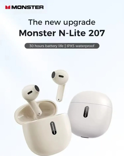 Audífonos Tws Monster N-lite 207 Bluetooth 5.4 Crema