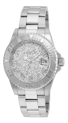 Pulseira de relógio feminina Invicta 22706 em aço, cor: prata, moldura, cor de fundo prateada, cor de fundo, prata