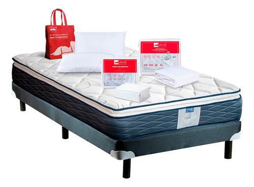Colchón Queen Size Restonic Maverick Más Box Y 3 Blancos Rs Color Blanco