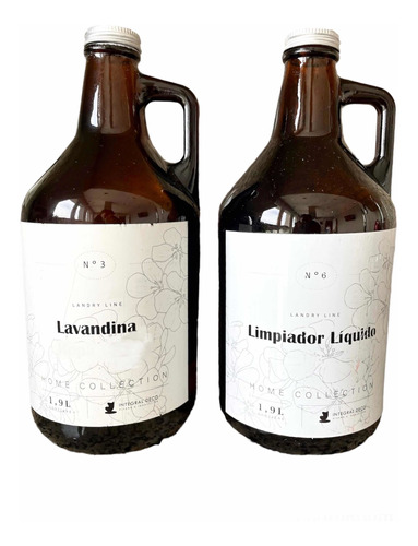 Kit Botellon De Vidrio 1.9l Limpiador Liquido + Lavandina