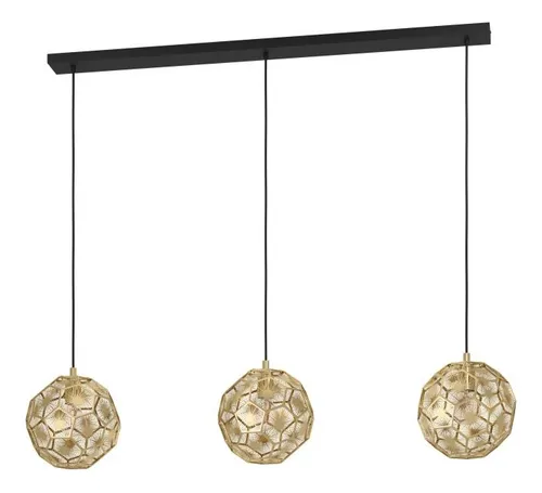Lámpara Colgante Skoura 3x40w E27e27 Negro, Latón 39757