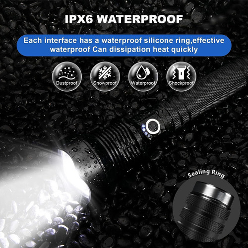 Linterna Recargable Alto Brillo, Linterna Led
