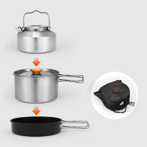 Juego De Utensilios De Cocina Para Acampar, Sartén Con