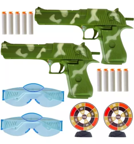 Arminha de Brinquedo do Tipo Nerf Militar Camuflada com Oculos Kit