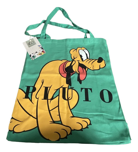 Bolsas Diseño Pluto Verde Reutilizable Disney 100 Años Orig.