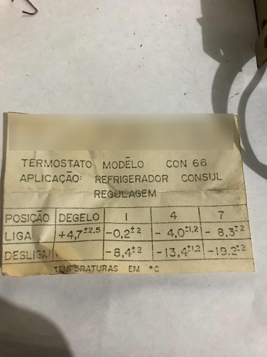 Termostato Refrigerador Consul Con 66 Antigo ( Fricon)