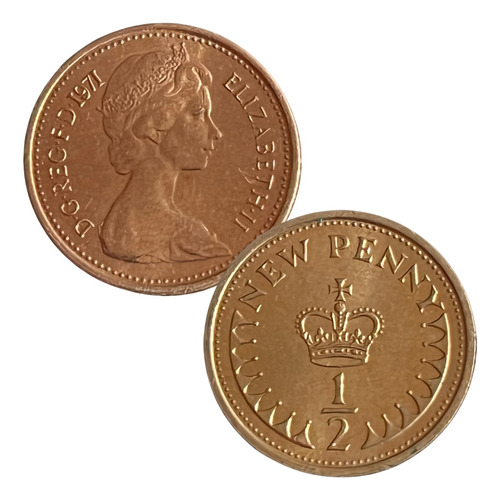 Moeda Oficial Inglaterra 1971 Half Penny Rainha Elizabeth Ii