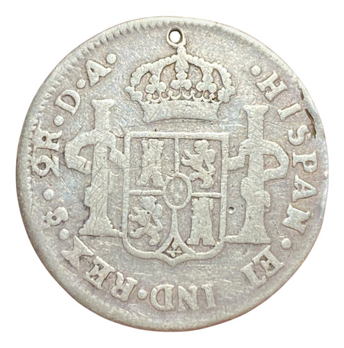 Moneda 2 Reales Chile 1787 Plata 0.903 Carolus Km 30 Escasa (Usado)