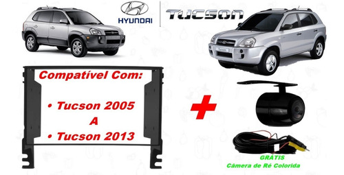 Moldura 2 Din Hyundai Tucson 2005 A 2013 +câmera Ré Colorida