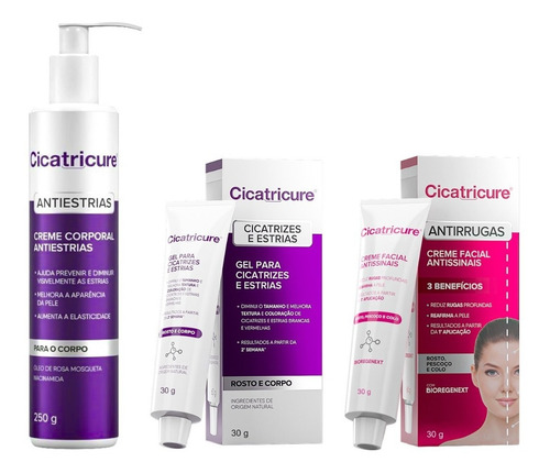 Linha Para Cicatrizes E Estrias Cicatricure - Kit C/3 Itens 