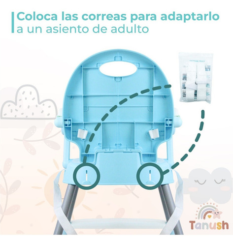 Silla Alta Bebe Periquera Para Comer Convertible 3 En 1 Color Verde Clásica
