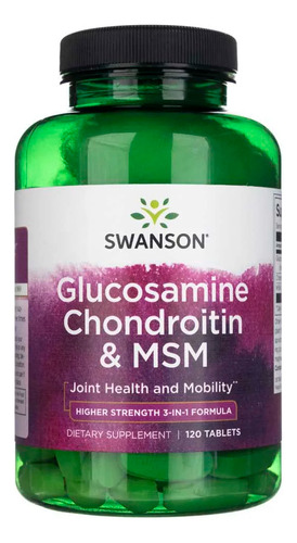 Glucosamina, condroitina MSM Swanson 120 tabletas, sabor sin sabor