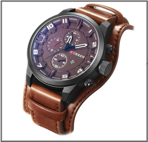 Relógio Masculino Original Couro Casual Militar Social Luxo