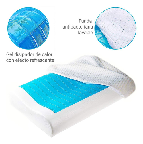 Almohada Ortopédica Viscoelástica Con Gel Frío + Funda