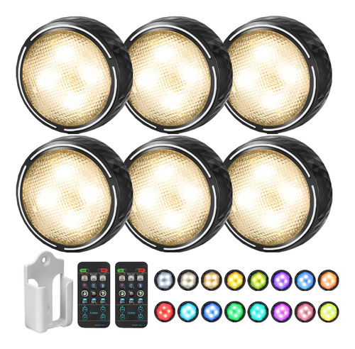 Luz Led De Disco Con Control Remoto Paquete De 6 Unidades