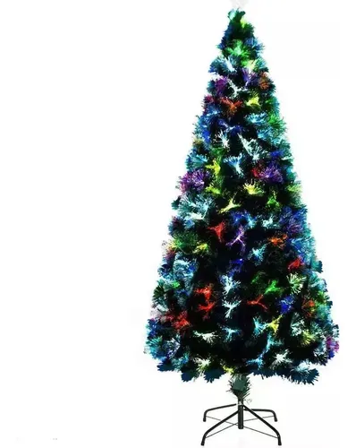 Árbol De Navidad Artificial Con Luces LED Y Fibra Óptica - 60 Cm De Altura, 90 Ramas PVC, Cambio De Color, Base Antideslizante, Desmontable