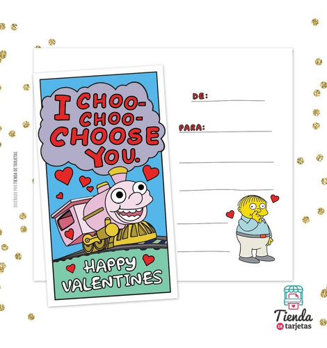 Imagen 4 de 6 de Tarjeta Maquinita Choo Choo Simpsons San Valentín Impresa