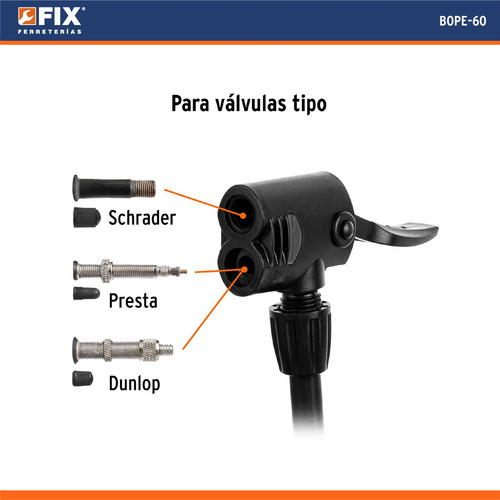 Bomba Para Inflar Balones Llantas De Pedal Truper C/valvulas Color Naranja