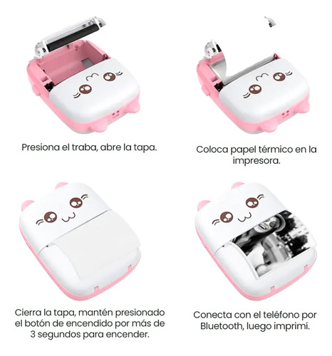 Mini Impresora Térmica Portátil Color Rosa Con 5 Rollos De Papel Adhesivo The Game House Ideal Etiquetado Organizacion Cocina Despensa Juguetes Cajas