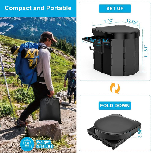 Inodoro Portatil Camping Plegable Senderismo Viaje Acampar