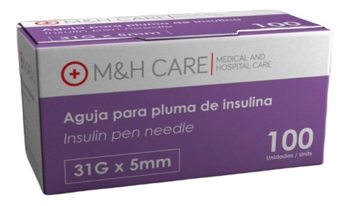 Aguja Para Plumas De Insulina M&h Care 100 Unds 31g X 5mm