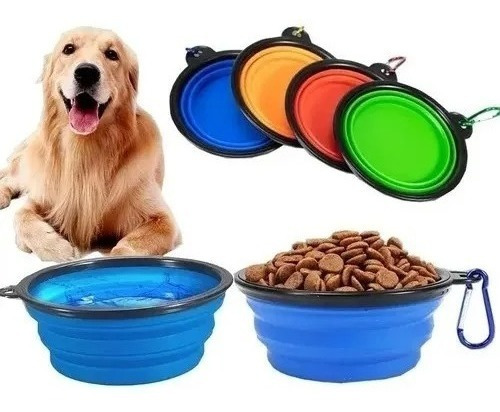 Plato De Goma Plegable Paseos Viajes Portatil De Mascotas