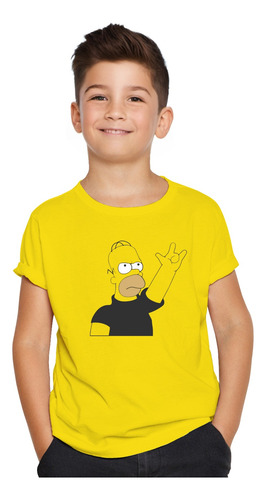 Polera Estampada Homero Rock Simpsons Algodon Niño