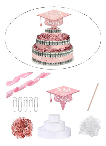 Soporte Para Pastel De Graduación 2025, Decoración Rosa
