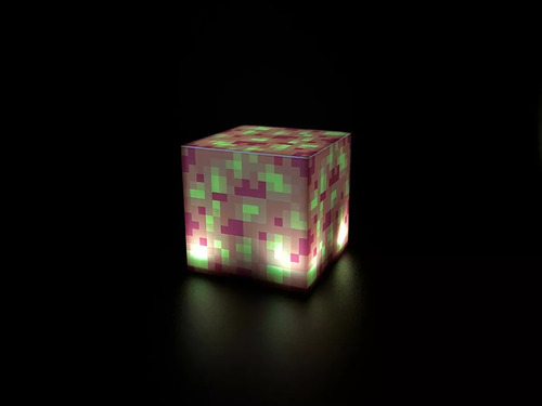 Lámpara Cubo De Luz Minecraft Lava Decorativo Recargable Naranja