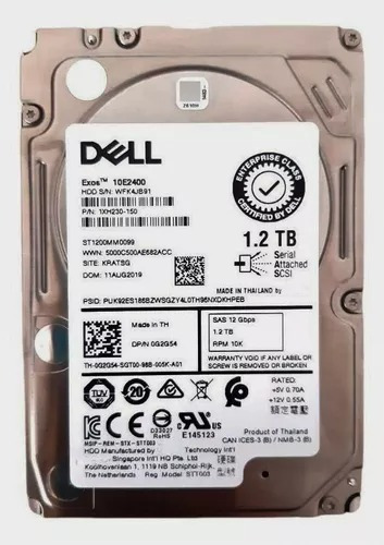 Hd Dell 1.2tb 12gb/s 2.5 10k G2g54 0g2g54 St1200mm0099 Com Nfe 