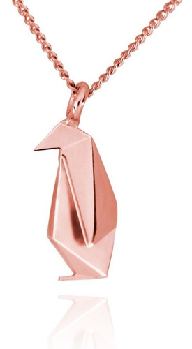 Dije Origami Pingüino De Plata Con Acabado En Oro Rosa