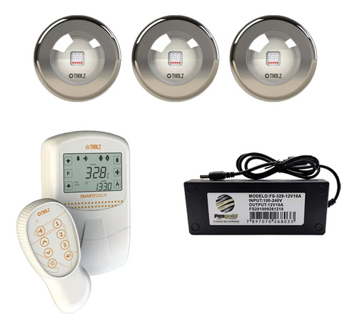 Kit Led Piscina 144m² 18w Inox, Controlador Digital, Fonte