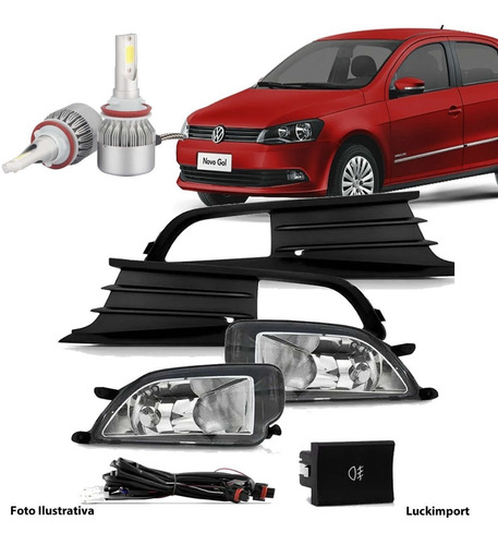 Imagem 1 de 2 de Kit Farol Milha Neblina Gol G6 + Kit Led H8 6000k