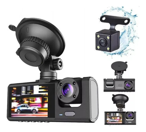 Camara Dvr Dash Auto Ruta Uber Cam Hd Seguridad App 3 Lentes