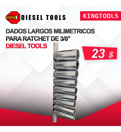 Dados Largos Milimetricos Para Ratchet 3/8 Diesel Tools