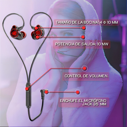 Auricular Hp Dhe-7002 In Ear Con Micrófono Desmontable