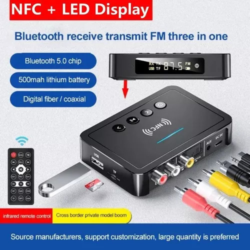 // Receptor Áudio Bluetooth 5.0 Transmissor Fm Estére.