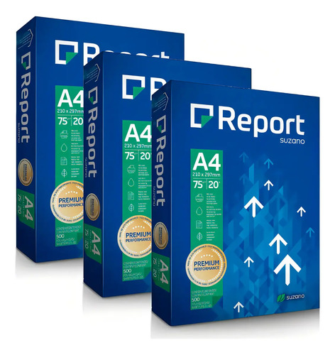 Kit 3 Pacotes De 500 Fls De Papel Sulfite A4 Report 75g