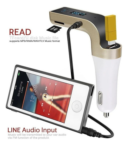 Bluetooth Transmisor Fm Auto Cargador Usb 3.5 Manos Libres