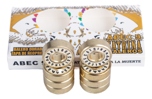 Set 8 Baleros Catrina Abec 9 Dorados Skate Patines Scooters