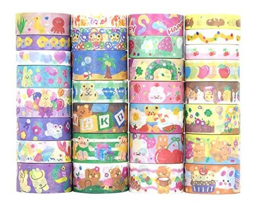 Mpopuul 30 Rollos Cinta Washi Kawaii Decorativa Escolar